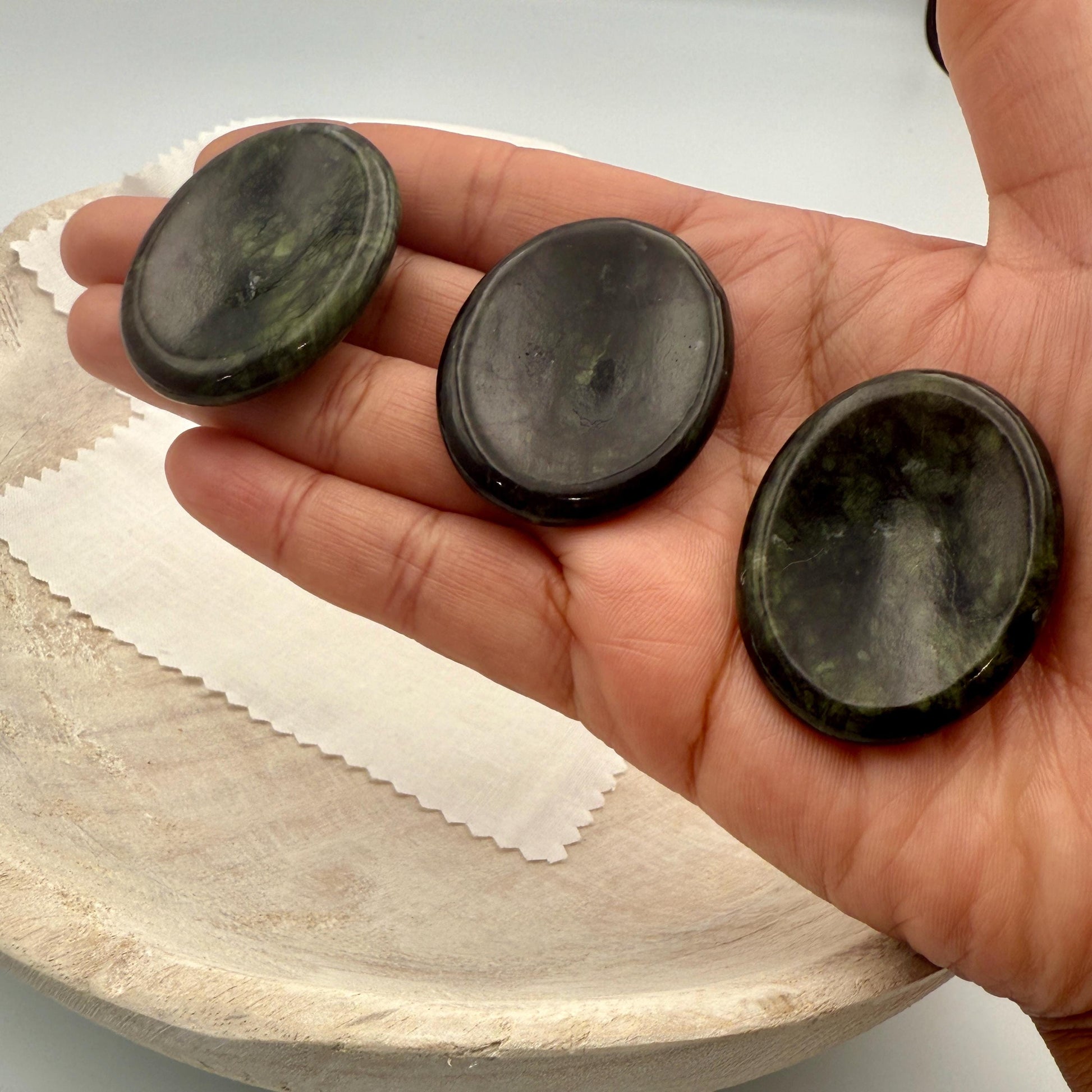 Green Nephrite Jade Worry Stone – Harmony Palm Crystal