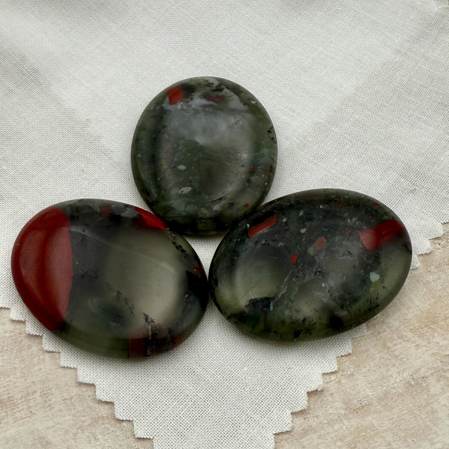 African Bloodstone Worry Stone – Grounding Palm Stone