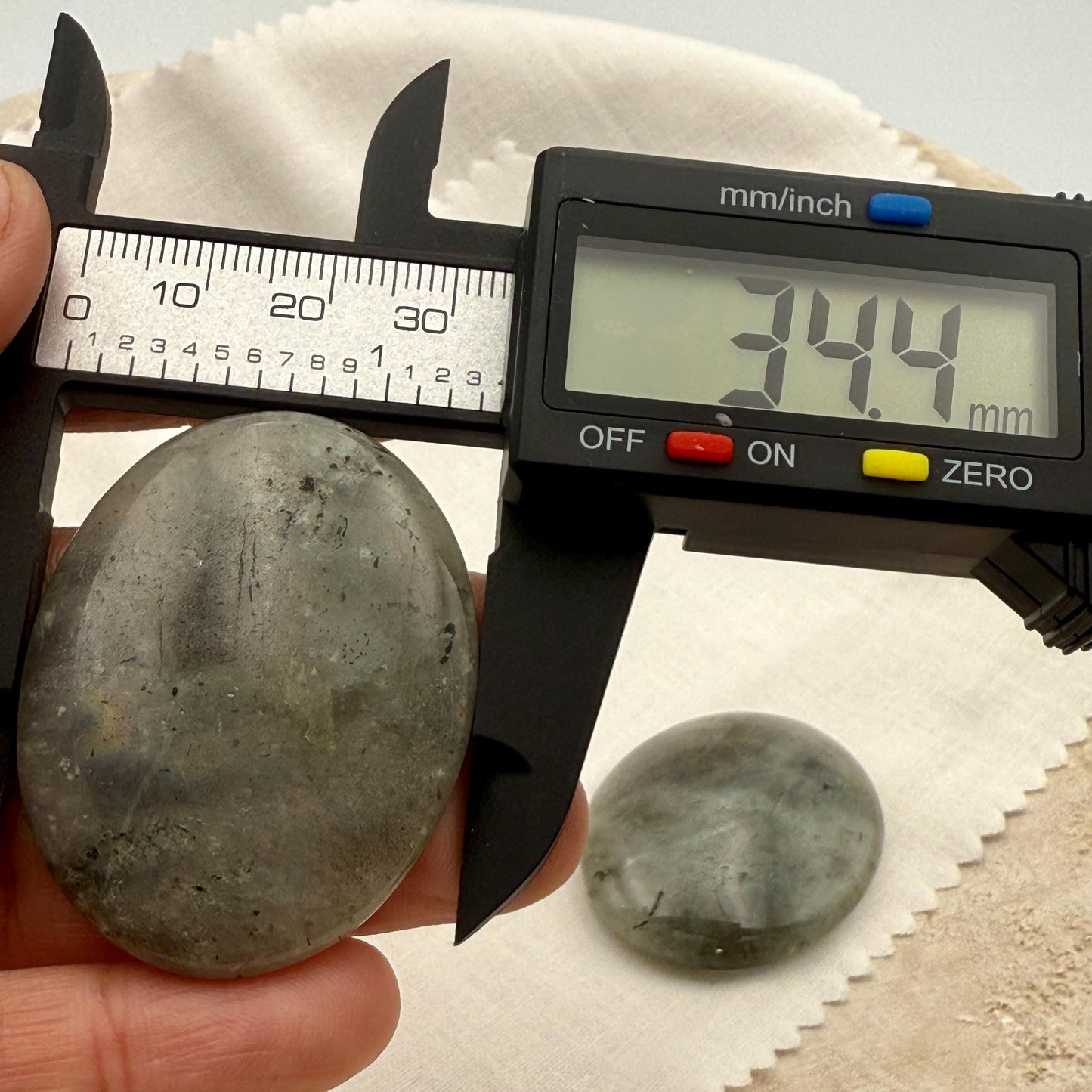 Grey Labradorite Worry Stone – Oval Palm Crystal, Metaphysical Protection