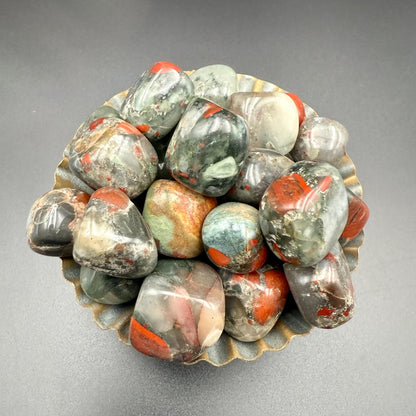 African Bloodstone Tumbled Stone – Natural Healing Crystal for Strength, Courage, Vitality & Protection