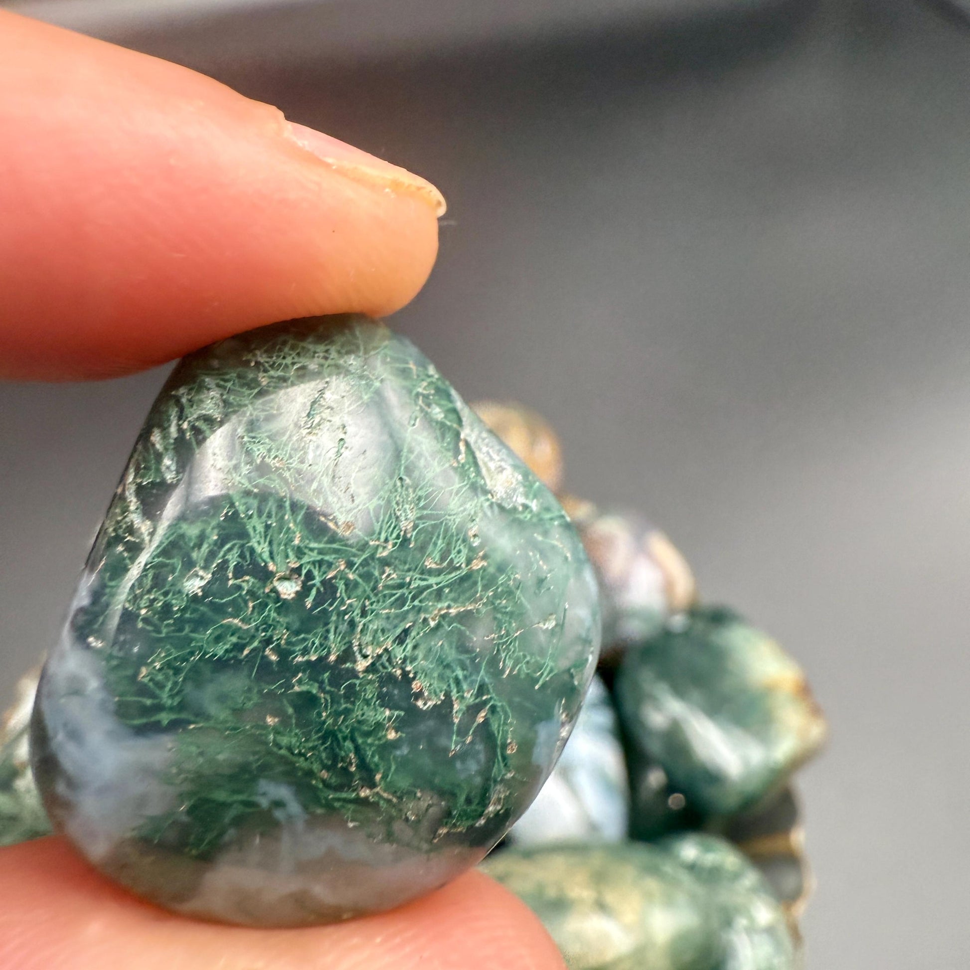 Moss Agate Tumbled Stone – Natural Crystal for Growth, Healing, Abundance & Emotional Balance