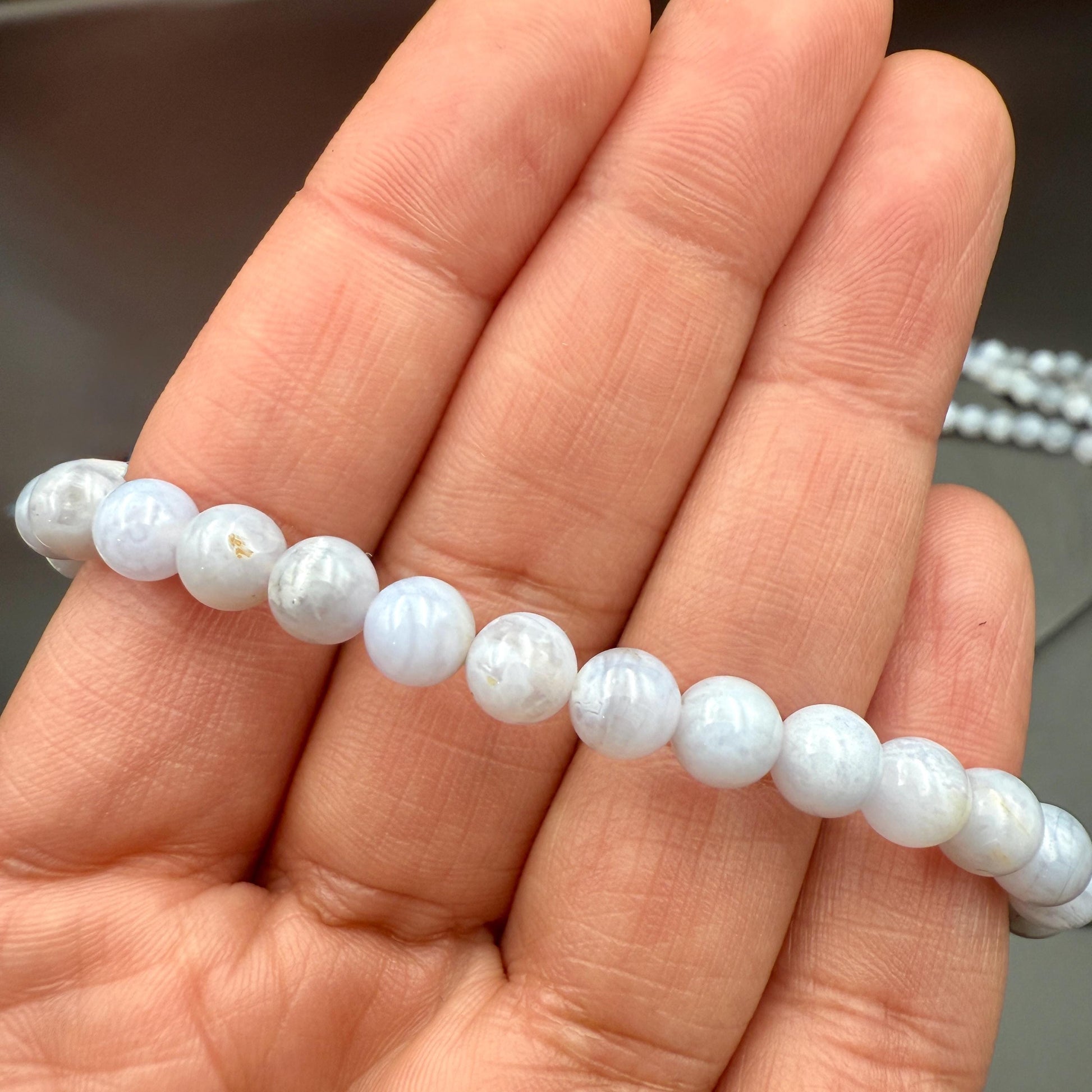 AAA Blue Lace Agate Bracelet - Stone of Calm, 6mm Beads