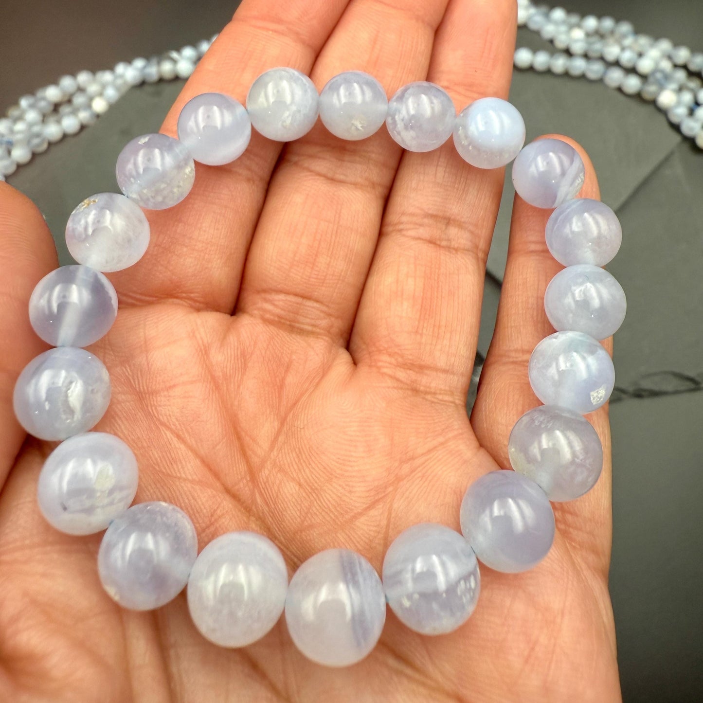 AAA Blue Lace Agate Bracelet - Calm Communication Stone, 10mm Beads