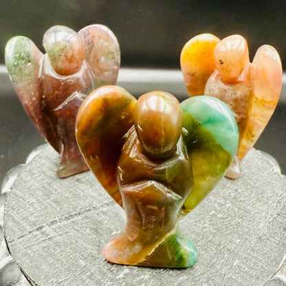 Ocean Jasper Angel Figurine – Hand-Carved Natural 2 Inch Crystal Angel