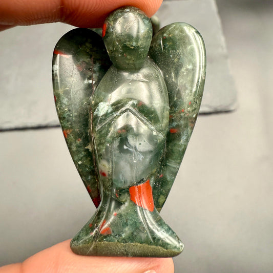 African Bloodstone Angel – Crystal of Strength, Protection & Vital Energy (2")