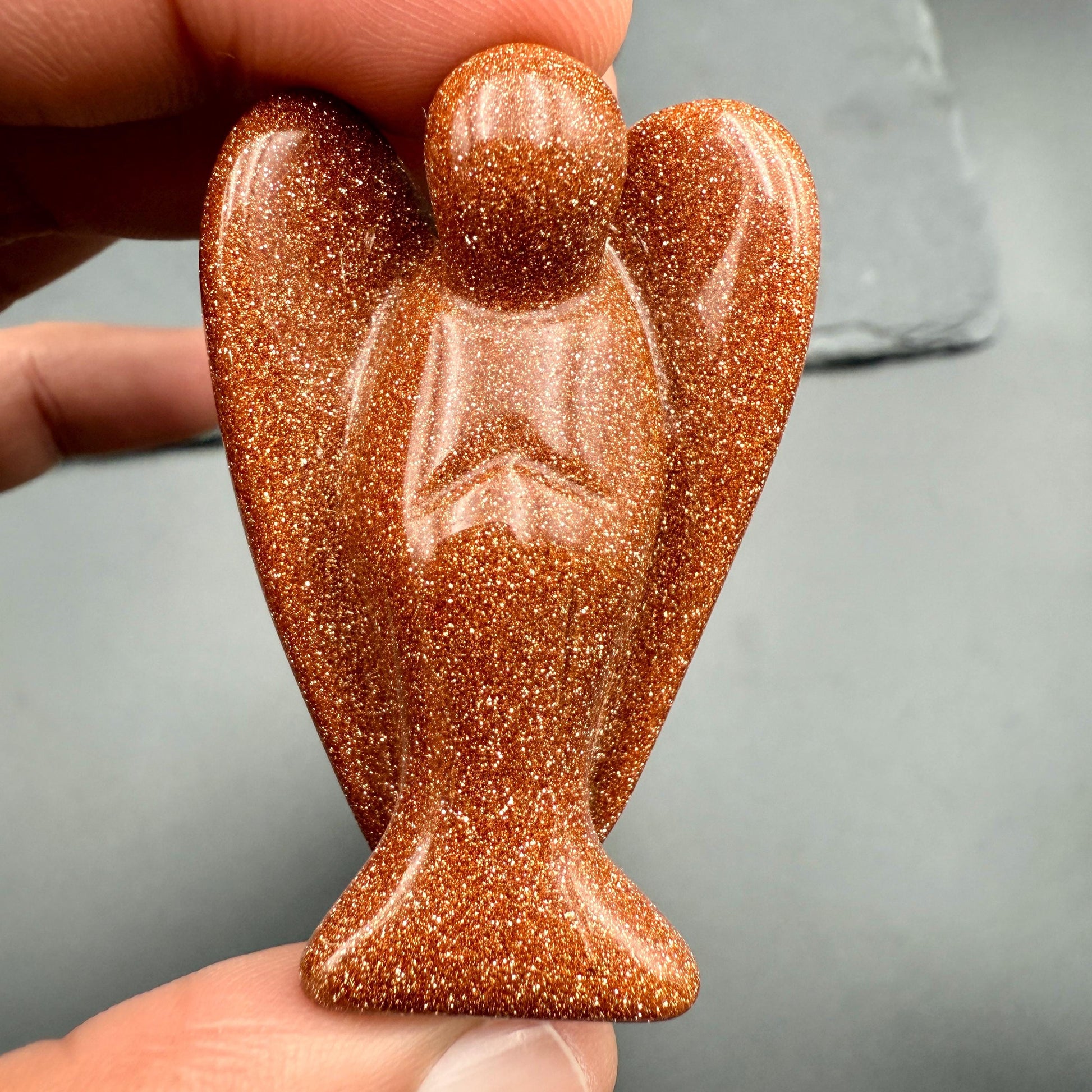 Red Goldstone Angel – Crystal of Ambition, Confidence & Positive Energy (2")