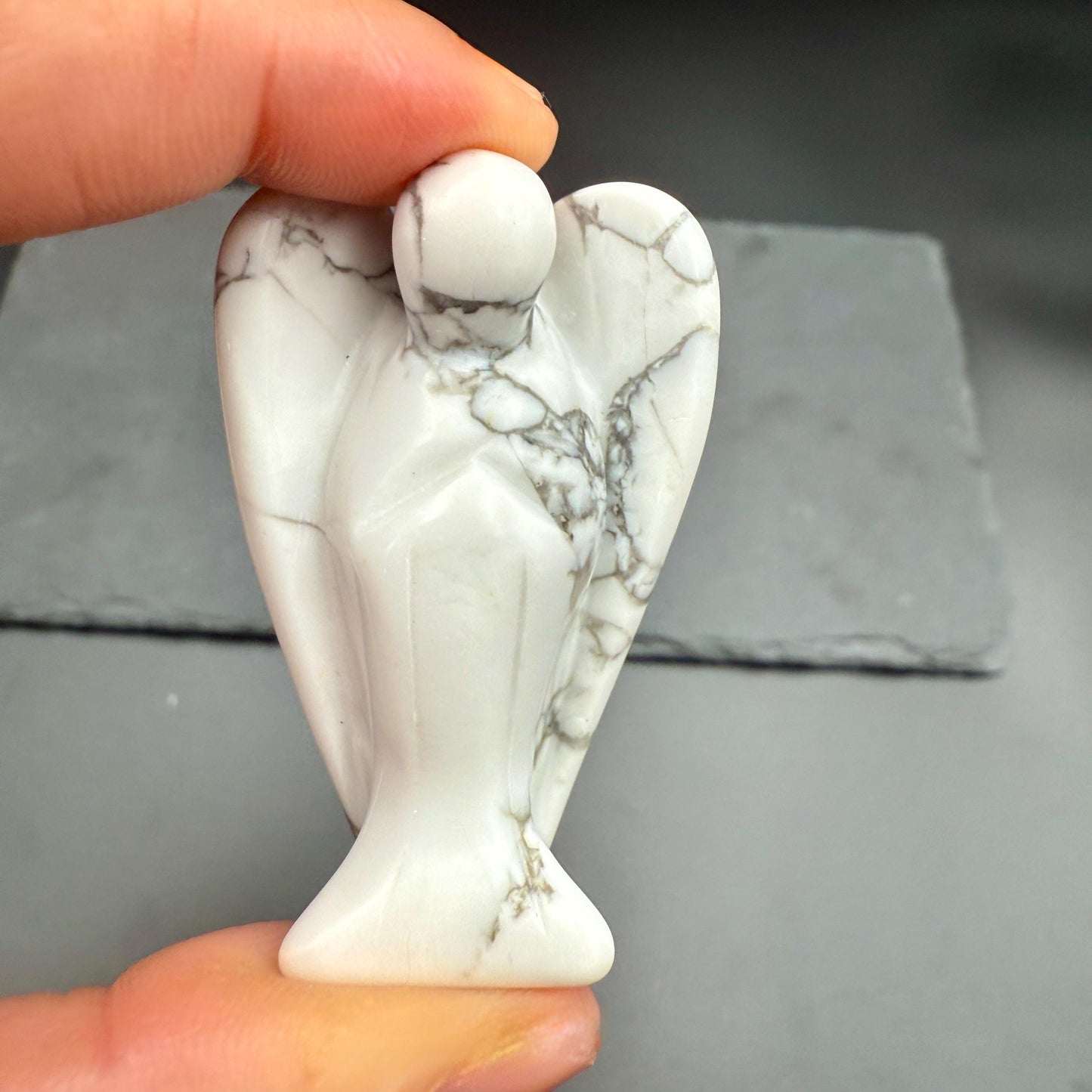 Howlite Guardian Angel – Crystal of Calm, Stress Relief & Mental Clarity (2")