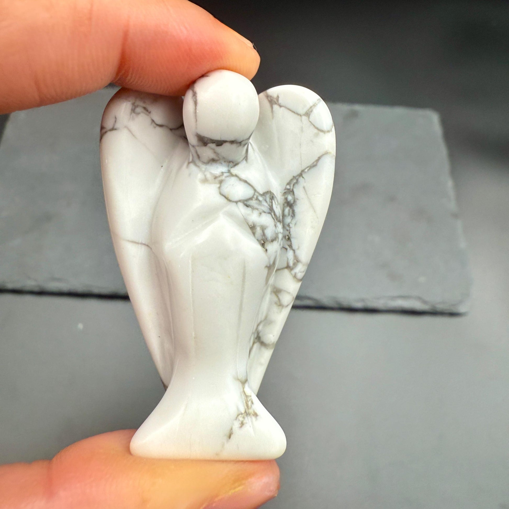 Howlite Guardian Angel – Crystal of Calm, Stress Relief & Mental Clarity (2")