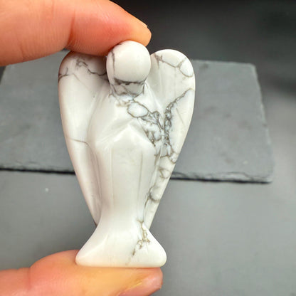 Howlite Guardian Angel – Crystal of Calm, Stress Relief & Mental Clarity (2")