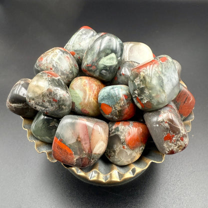 African Bloodstone Tumbled Stone – Natural Healing Crystal for Strength, Courage, Vitality & Protection