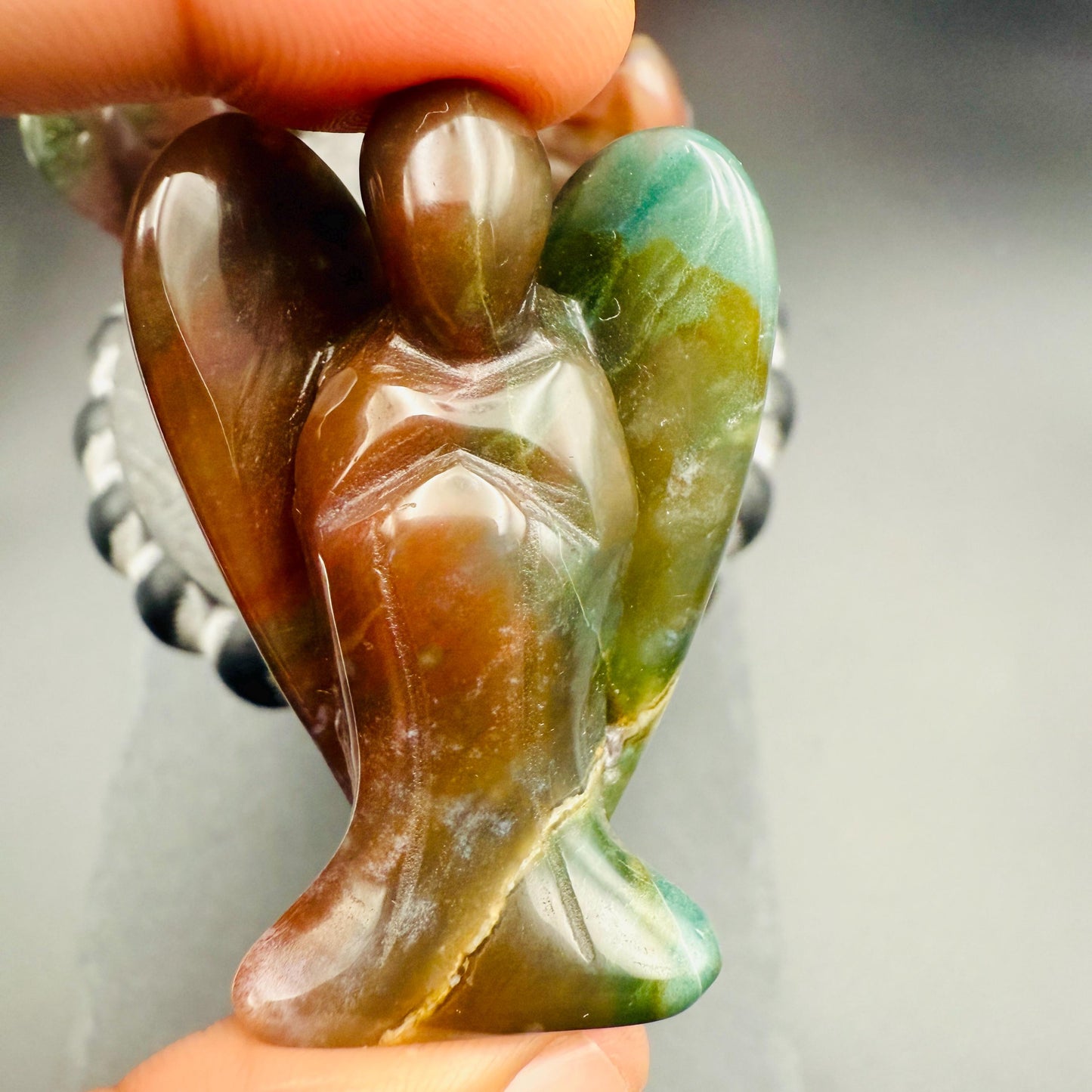 Ocean Jasper Angel Figurine – Hand-Carved Natural 2 Inch Crystal Angel
