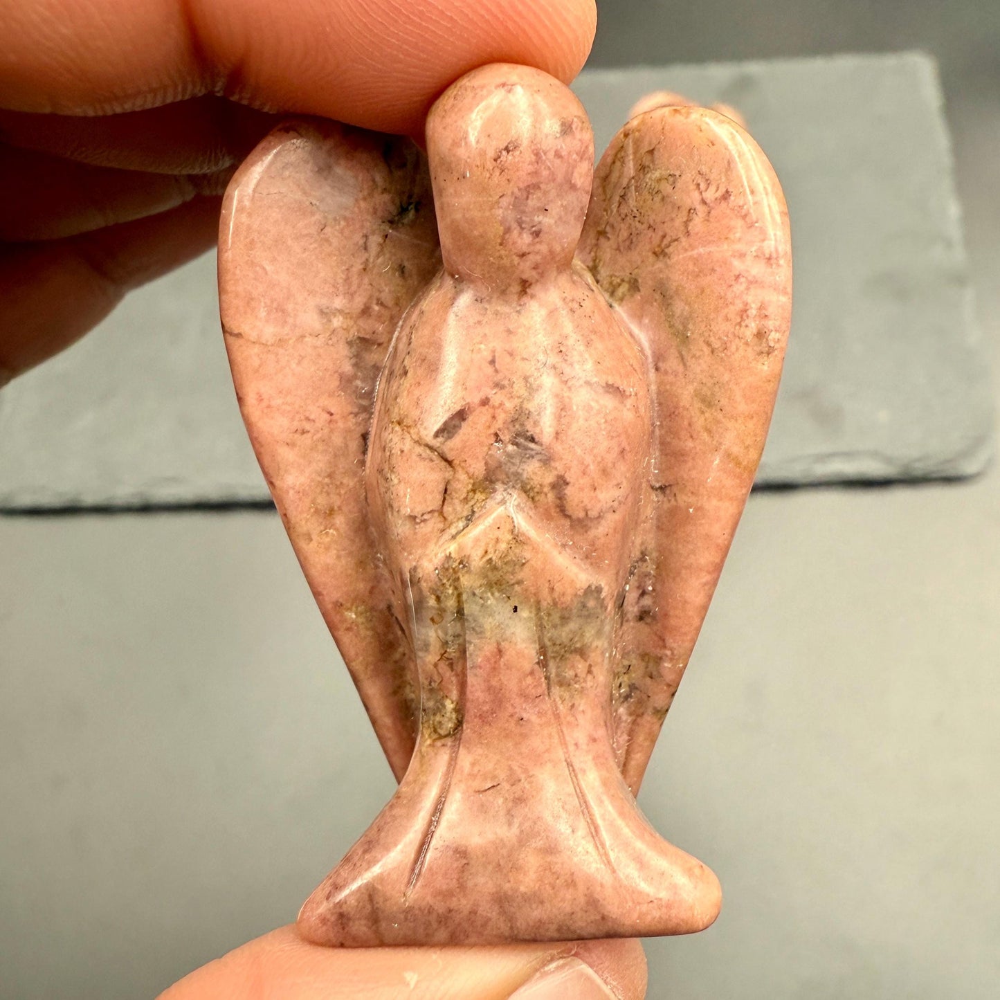 Pink Rhodonite Angel – Crystal of Compassion, Healing & Emotional Strength (2")