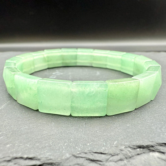 Green Aventurine Bracelet 11MM – Square Pyramid Cut Crystal for Luck, Prosperity & Emotional Harmony