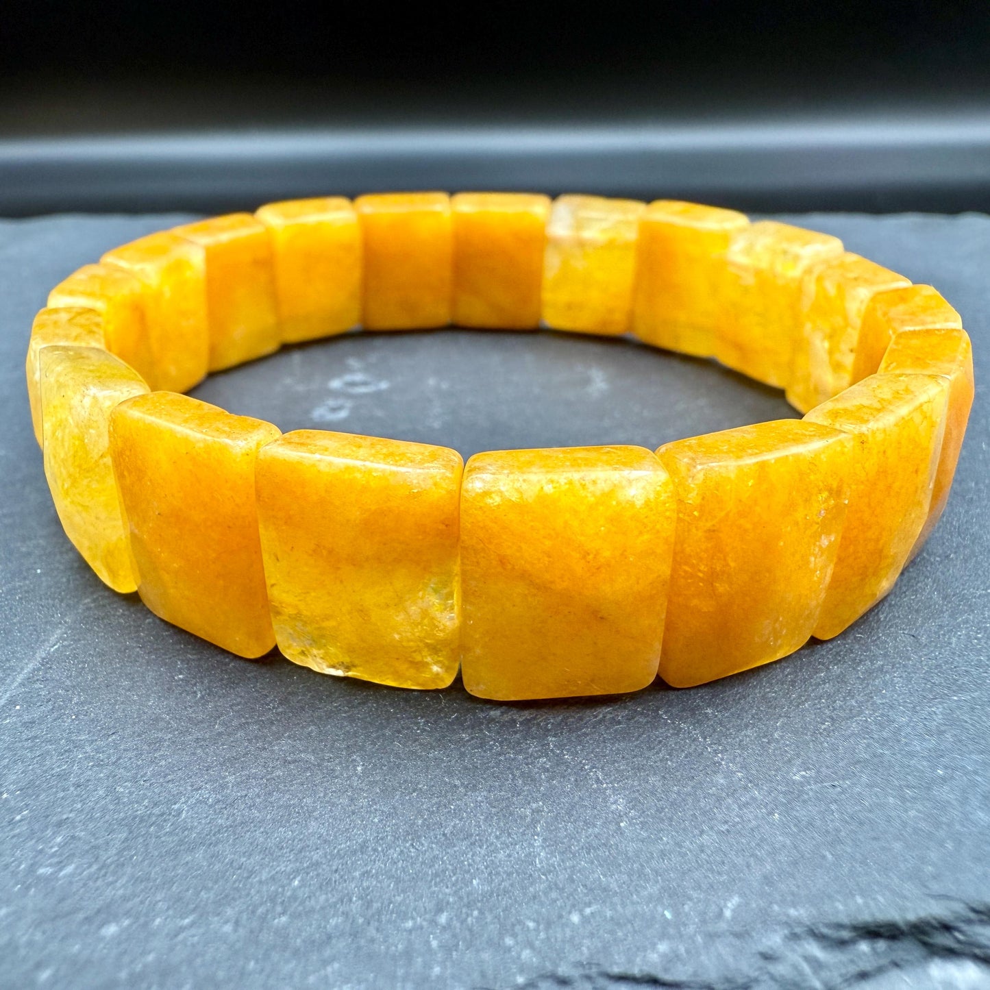 Yellow Aventurine Bracelet 10.5×14MM – Square Pyramid Cut Crystal for Confidence, Joy & Personal Power