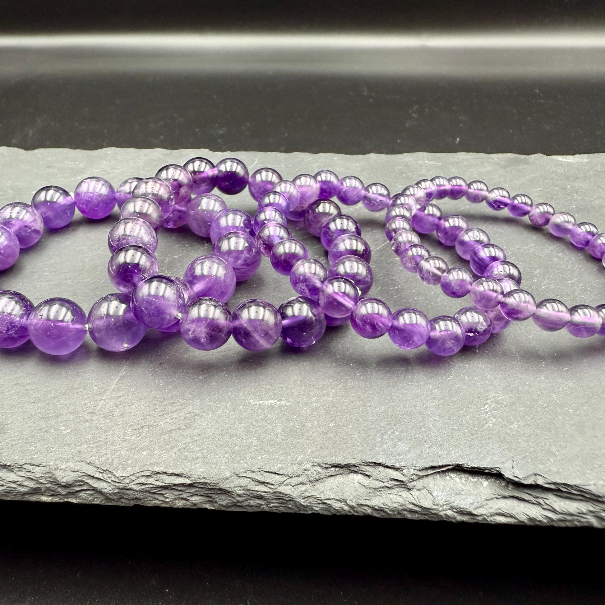 Natural Deep Purple Brazil Amethyst Bracelet (6mm-12mm) | High Grade February Birthstone Jewelry