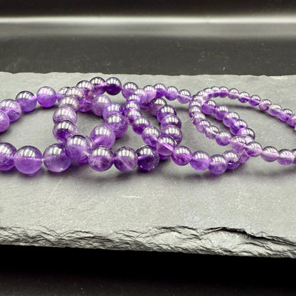 Natural Deep Purple Brazil Amethyst Bracelet (6mm-12mm) | High Grade February Birthstone Jewelry