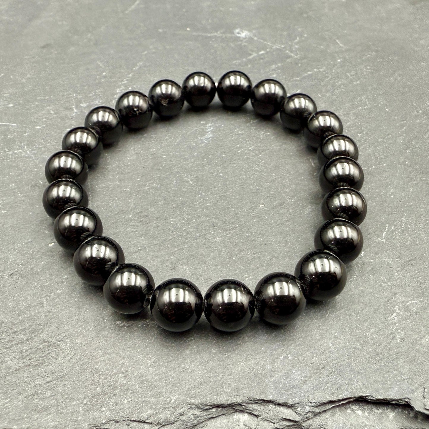Black Tourmaline Round Bead Bracelet – 6mm 8mm 10mm 12mm | Protection Crystal | Handmade Stretch Bracelet