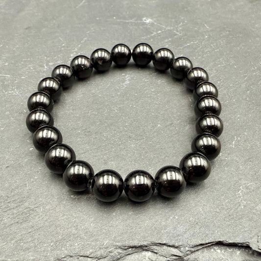 Black Tourmaline Round Bead Bracelet – 6mm 8mm 10mm 12mm | Protection Crystal | Handmade Stretch Bracelet