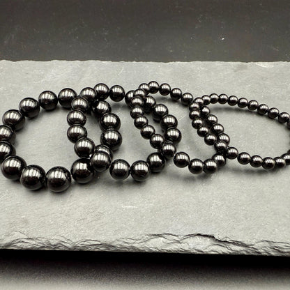 Black Tourmaline Round Bead Bracelet – 6mm 8mm 10mm 12mm | Protection Crystal | Handmade Stretch Bracelet