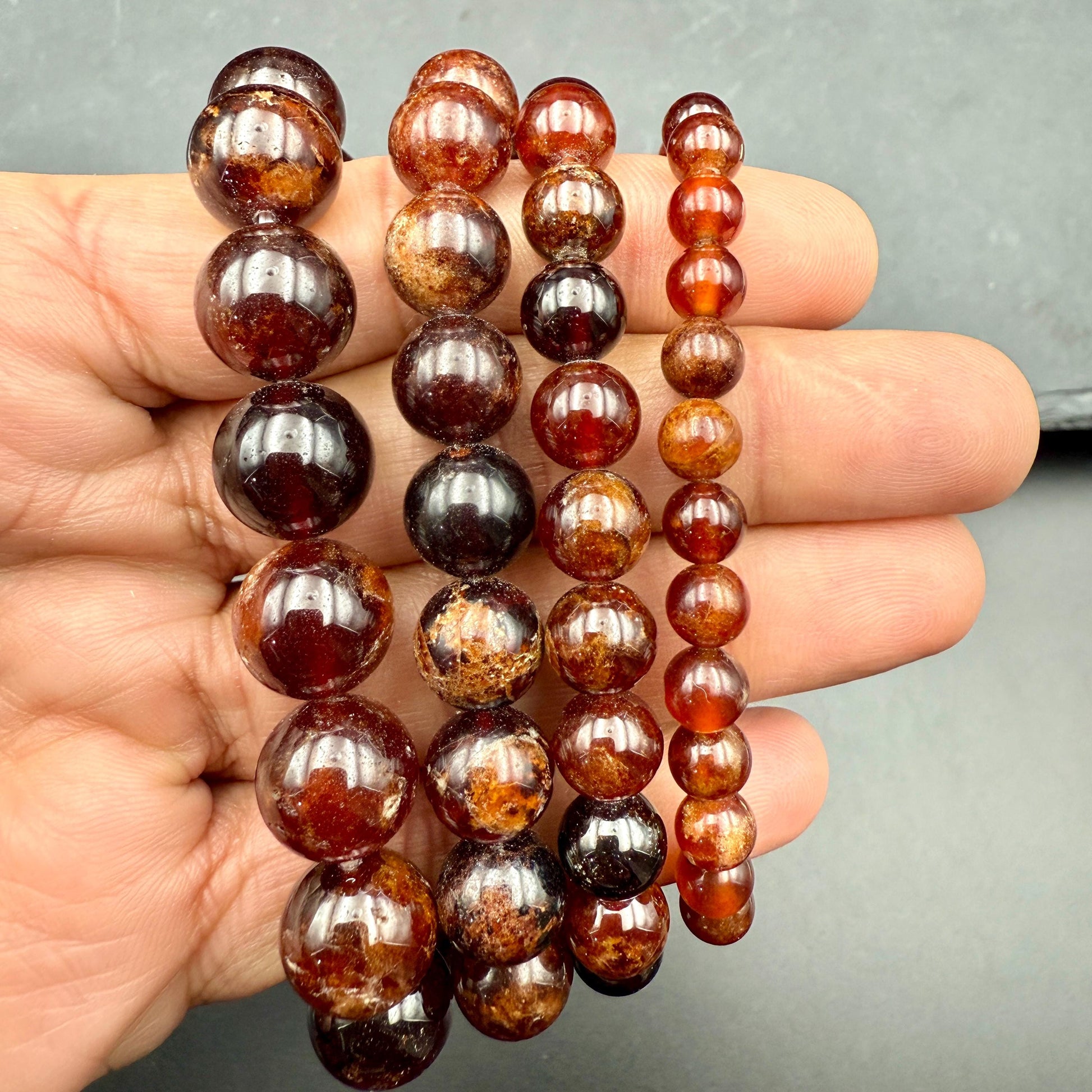 AAA Almandine Garnet Bead Bracelet – Handmade Crystal Jewelry