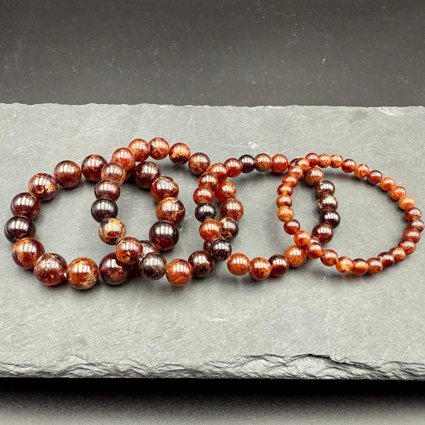 AAA Almandine Garnet Bead Bracelet – Handmade Crystal Jewelry