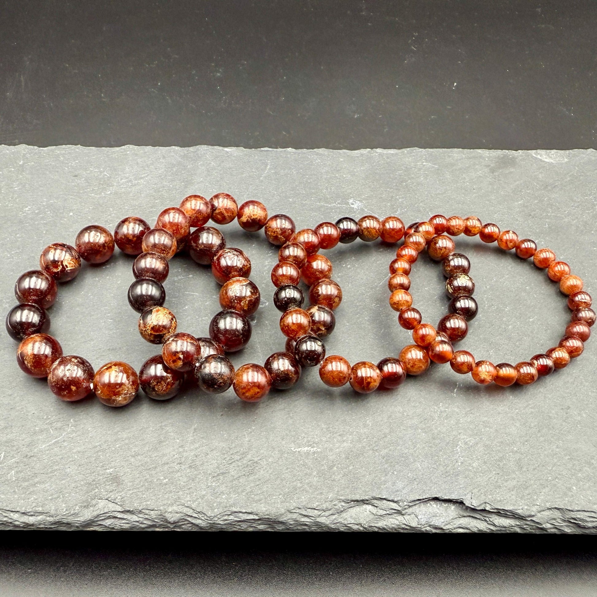 AAA Almandine Garnet Bead Bracelet – Handmade Crystal Jewelry