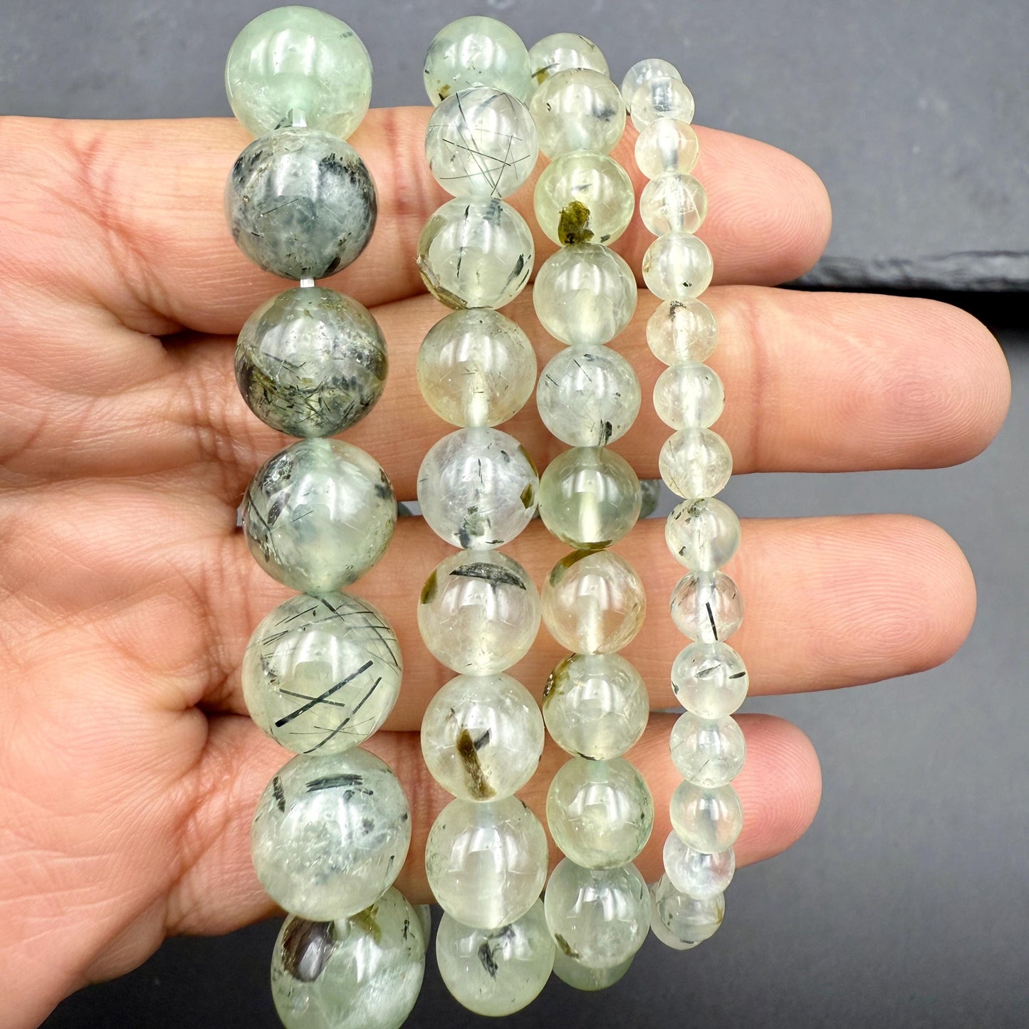 Handmade Prehnite Bead Bracelet – Polished Healing Crystal