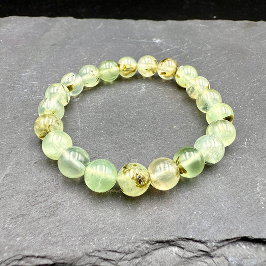 Handmade Prehnite Bead Bracelet – Polished Healing Crystal