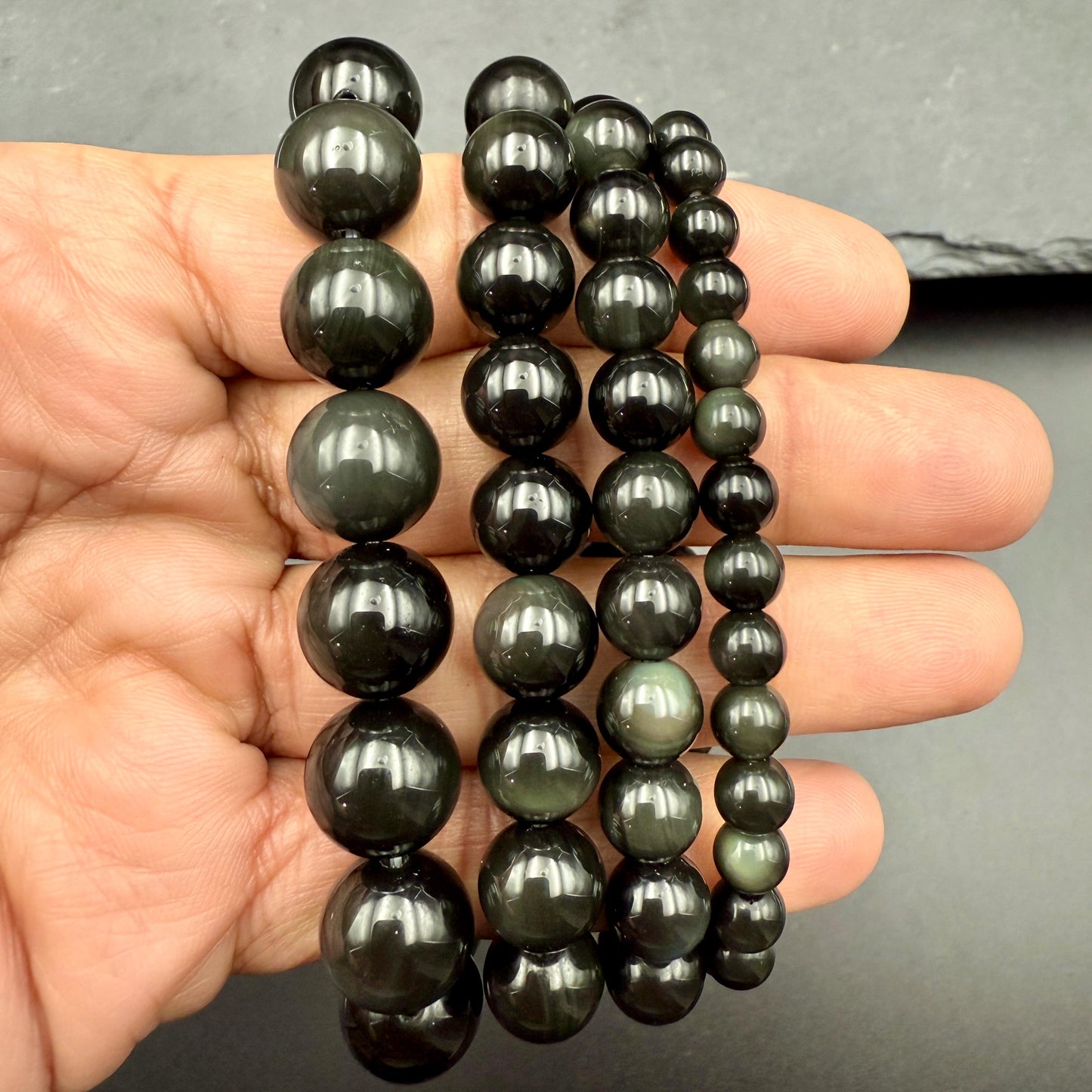 Rainbow Obsidian Bracelet – Handmade Crystal Jewelry for Protection, Emotional Healing & Grounding