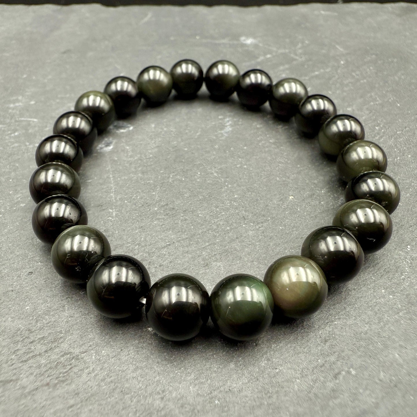 Rainbow Obsidian Bracelet – Handmade Crystal Jewelry for Protection, Emotional Healing & Grounding