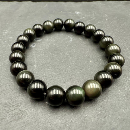 Rainbow Obsidian Bracelet – Handmade Crystal Jewelry for Protection, Emotional Healing & Grounding
