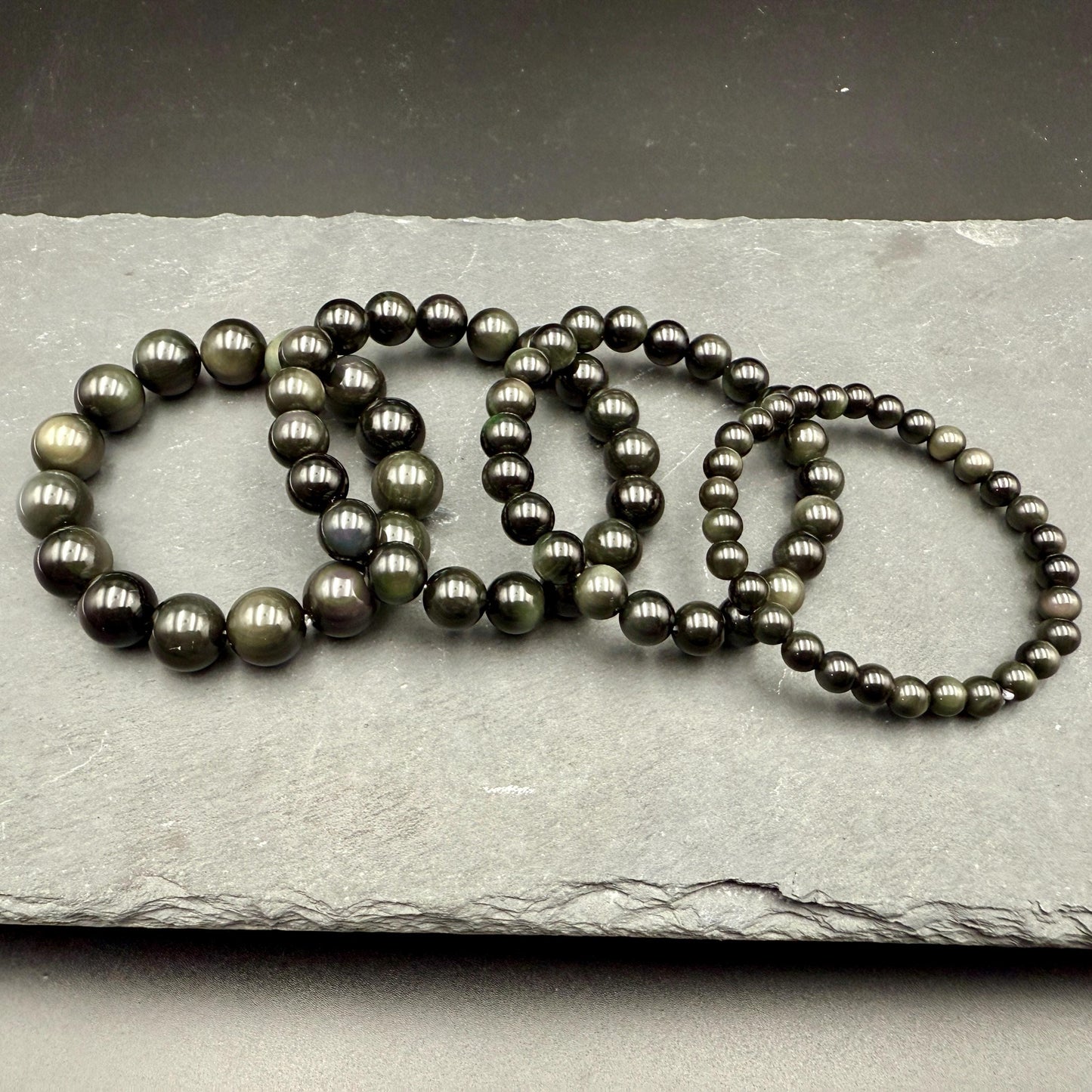 Rainbow Obsidian Bracelet – Handmade Crystal Jewelry for Protection, Emotional Healing & Grounding