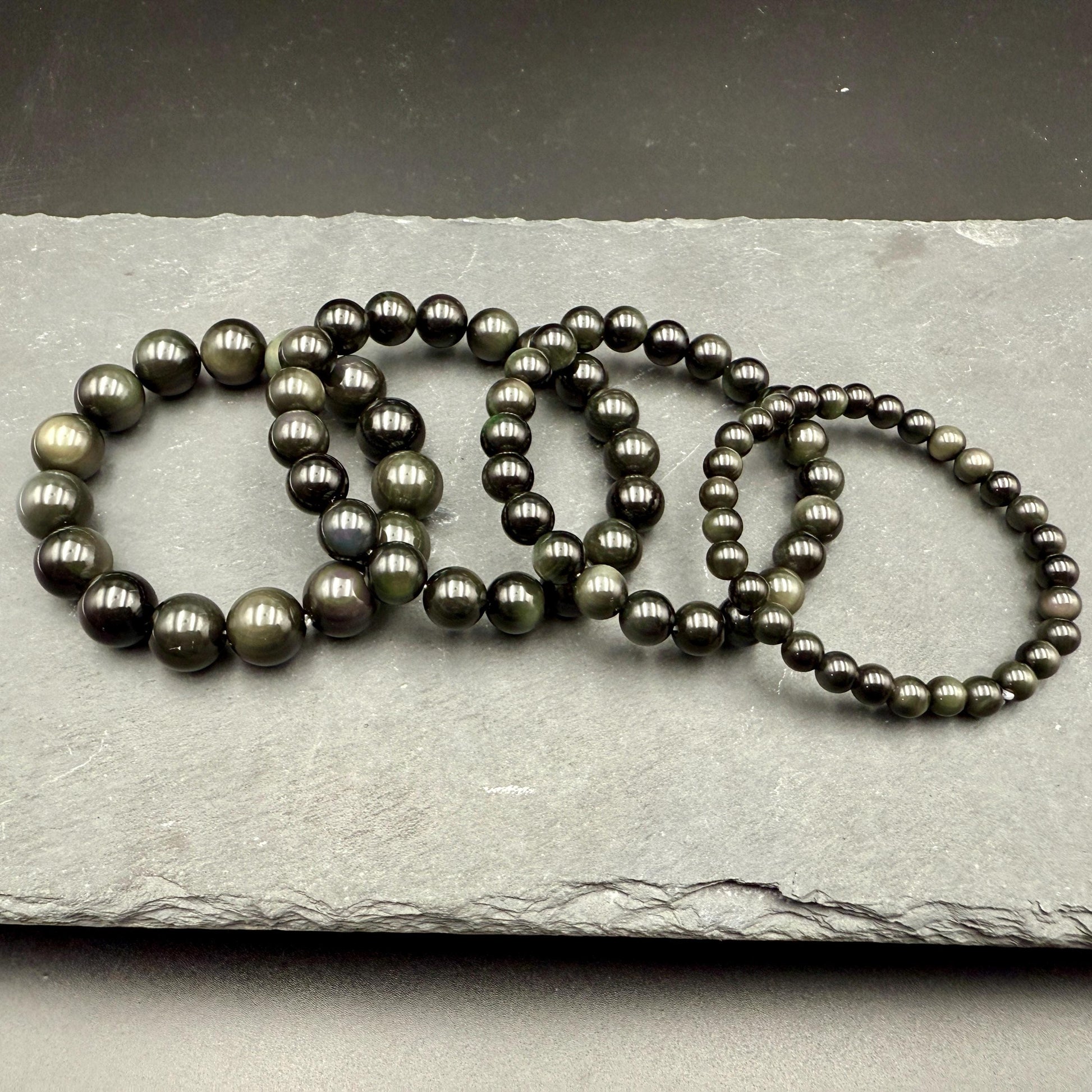 Rainbow Obsidian Bracelet – Handmade Crystal Jewelry for Protection, Emotional Healing & Grounding