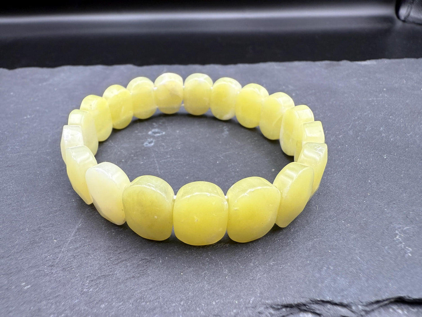 Yellow Jade Oval Faceted Bracelet 10x15MM • Natural Lemon Jade Crystal • Joy, Luck & Emotional Balance Healing Jewelry
