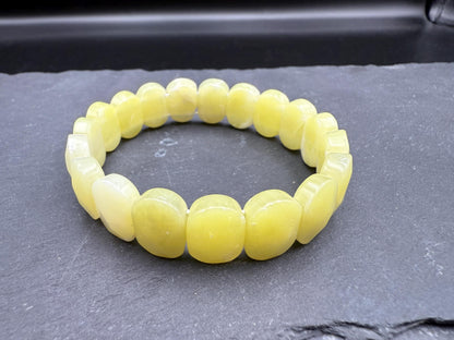 Yellow Jade Oval Faceted Bracelet 10x15MM • Natural Lemon Jade Crystal • Joy, Luck & Emotional Balance Healing Jewelry