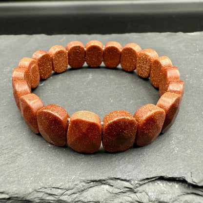 Red Goldstone Oval Faceted Bracelet 10x15MM • Copper Sparkle Crystal • Motivation, Vitality & Positive Energy Jewelry