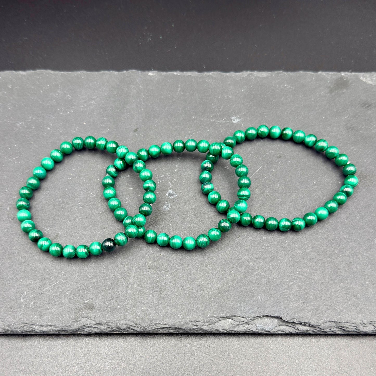 AAA Grade Malachite 6.0 - 6.5MM Round Bead Handmade Bracelet  for Protection, Transformation & Heart Healing