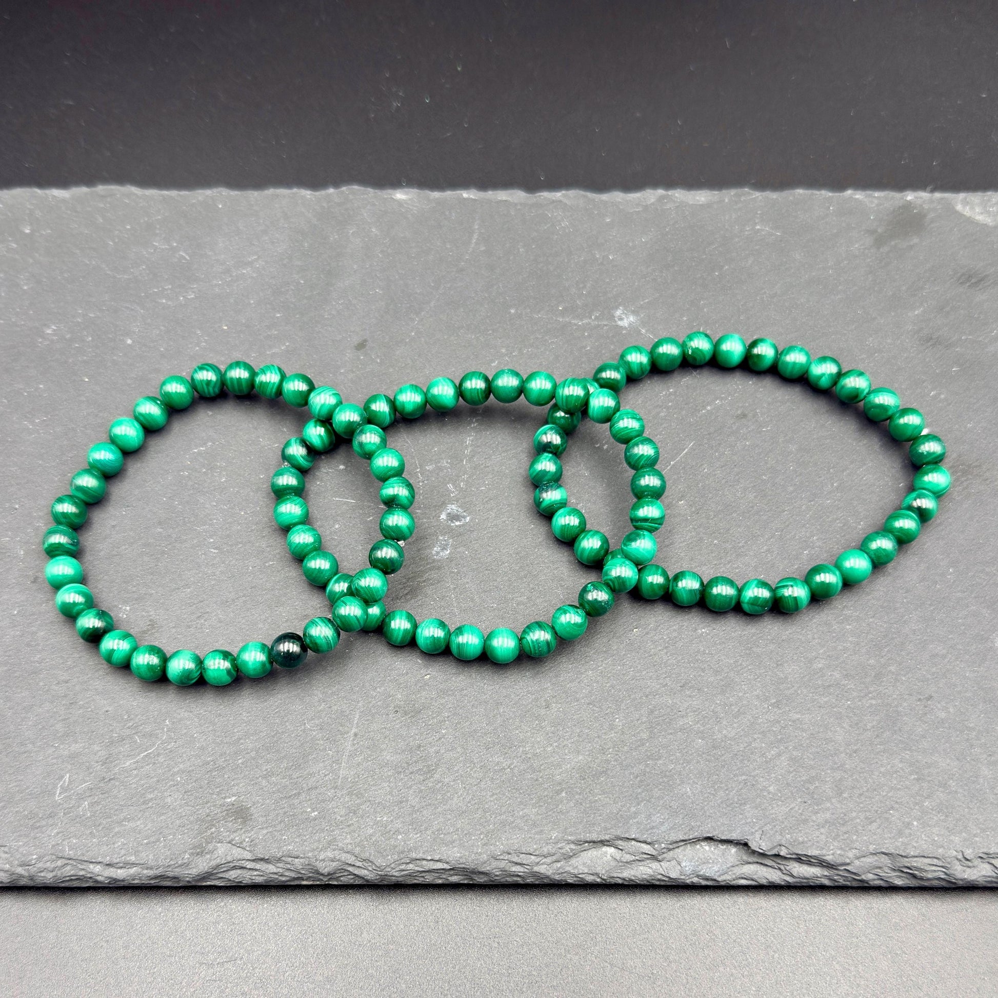AAA Grade Malachite 6.0 - 6.5MM Round Bead Handmade Bracelet  for Protection, Transformation & Heart Healing
