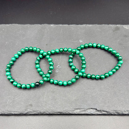 AAA Grade Malachite 6.0 - 6.5MM Round Bead Handmade Bracelet  for Protection, Transformation & Heart Healing