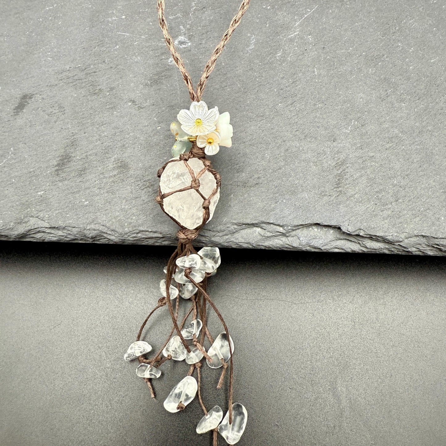 Handmade Clear Quartz Crystal Bag Charm – Bohemian Tassel Keychain