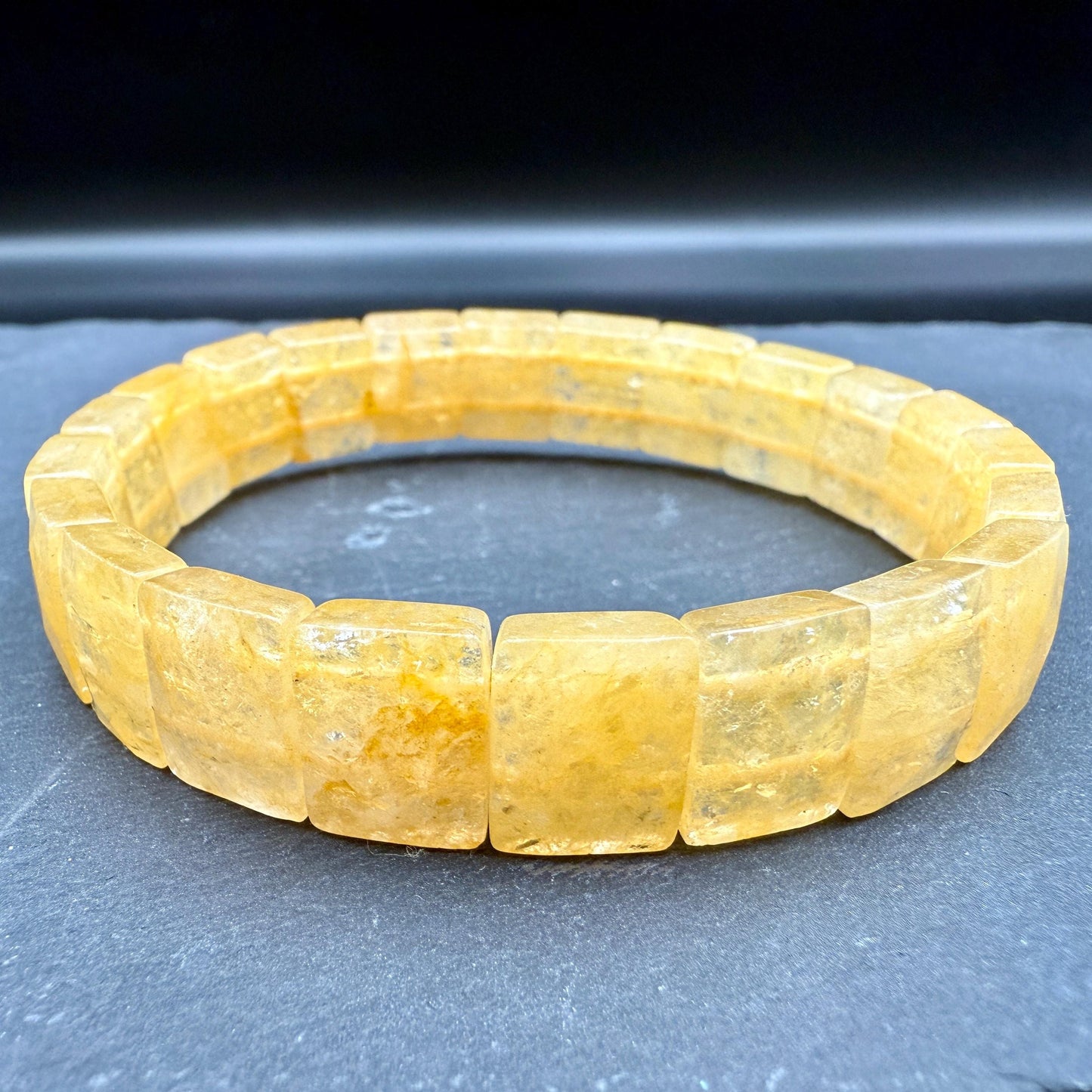 Authentic Natural Citrine Bracelet Untreated Solar Plexus Jewelry Faceted Square Pyramid Manifestation Gift