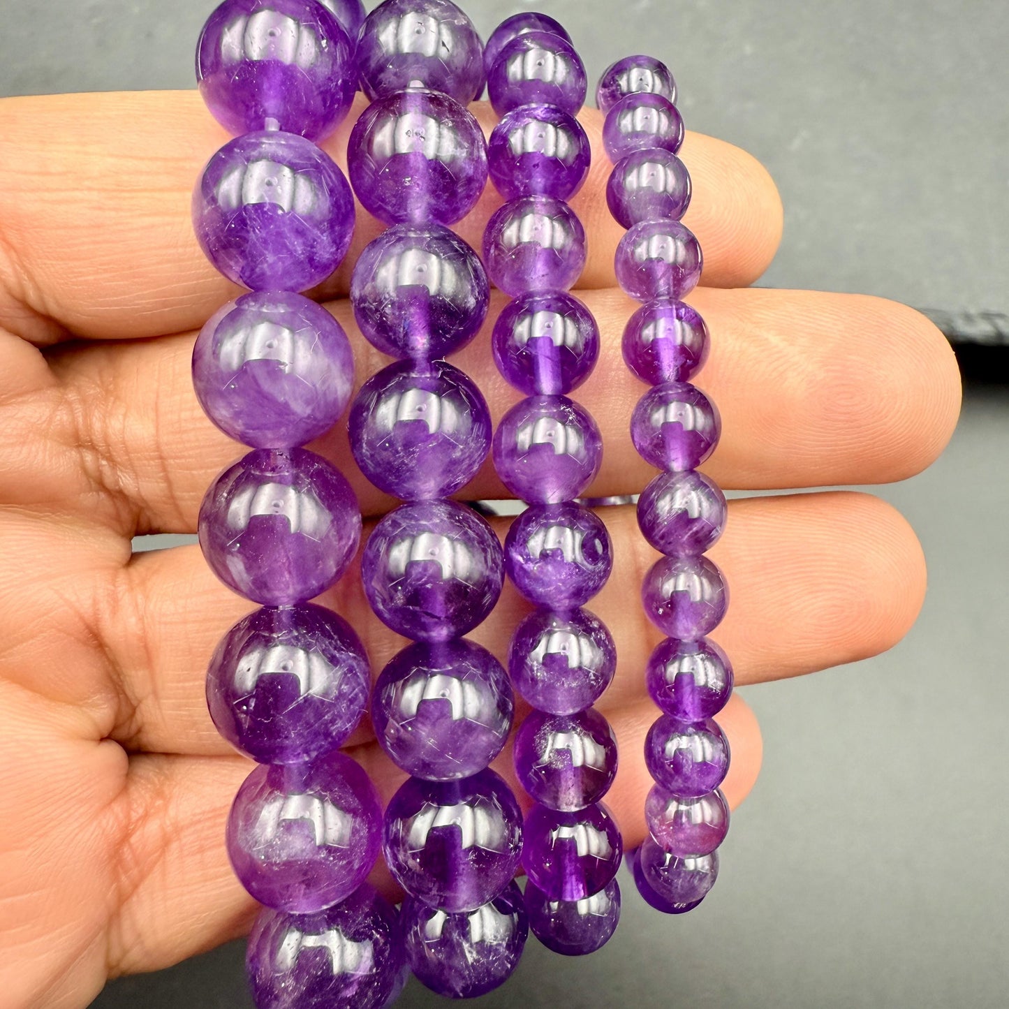 Natural Deep Purple Brazil Amethyst Bracelet (6mm-12mm) | High Grade February Birthstone Jewelry