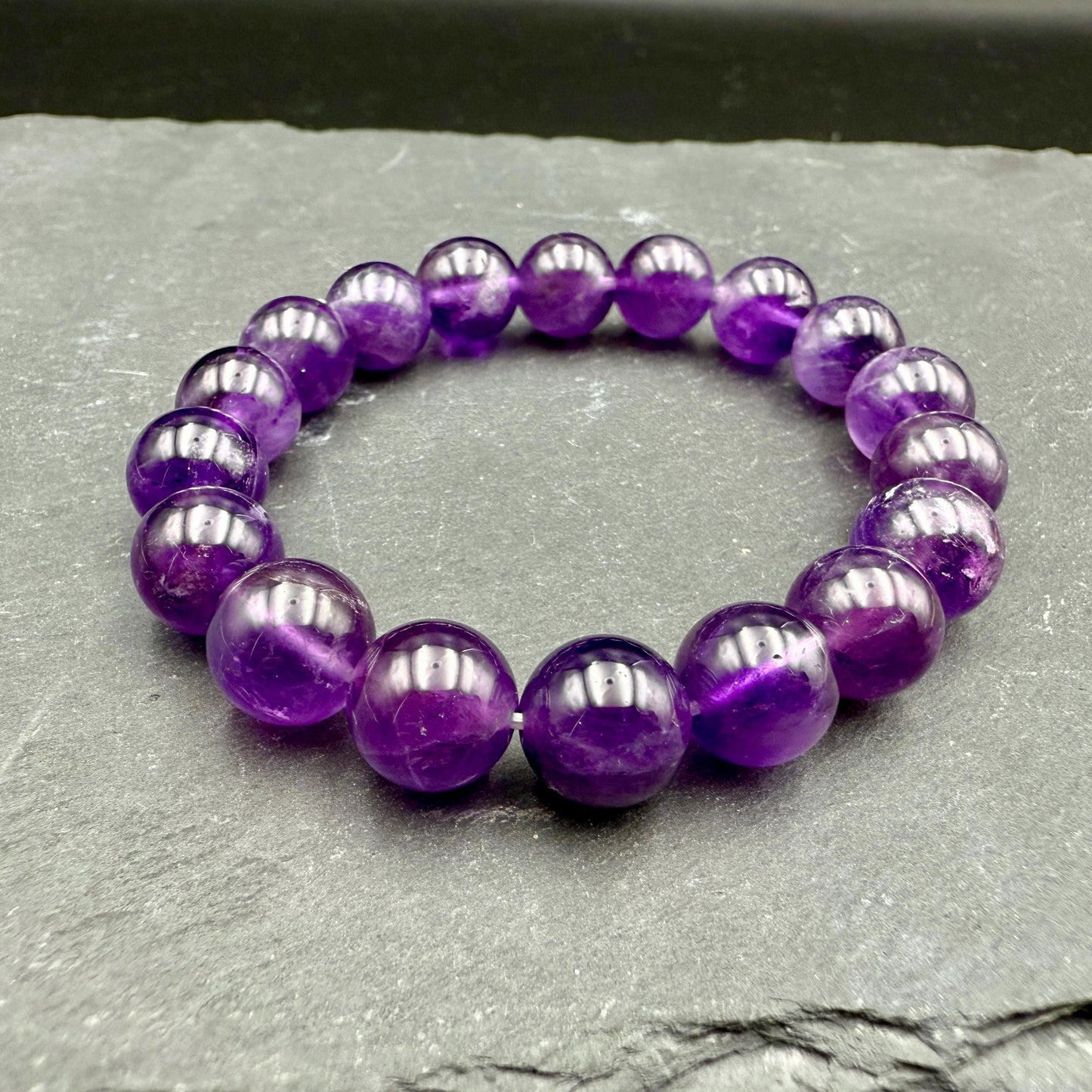 Natural Deep Purple Brazil Amethyst Bracelet (6mm-12mm) | High Grade February Birthstone Jewelry
