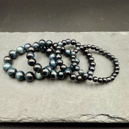 Blue Tiger Eye Bead Bracelet – Handmade Stone of Insight