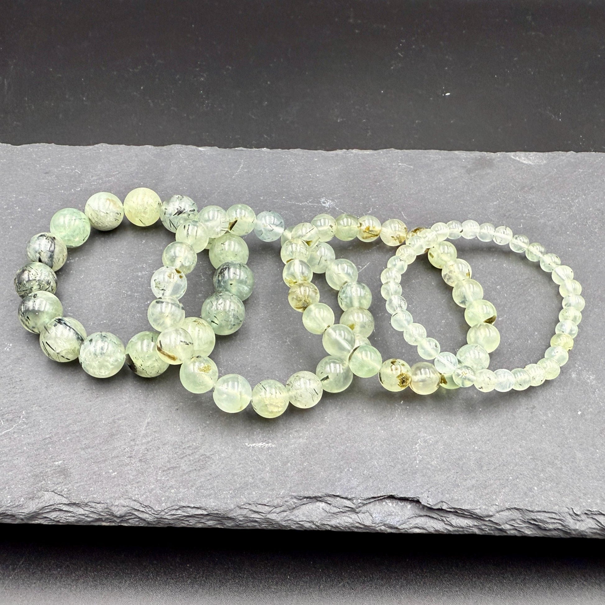 Handmade Prehnite Bead Bracelet – Polished Healing Crystal
