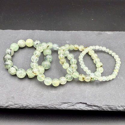 Handmade Prehnite Bead Bracelet – Polished Healing Crystal