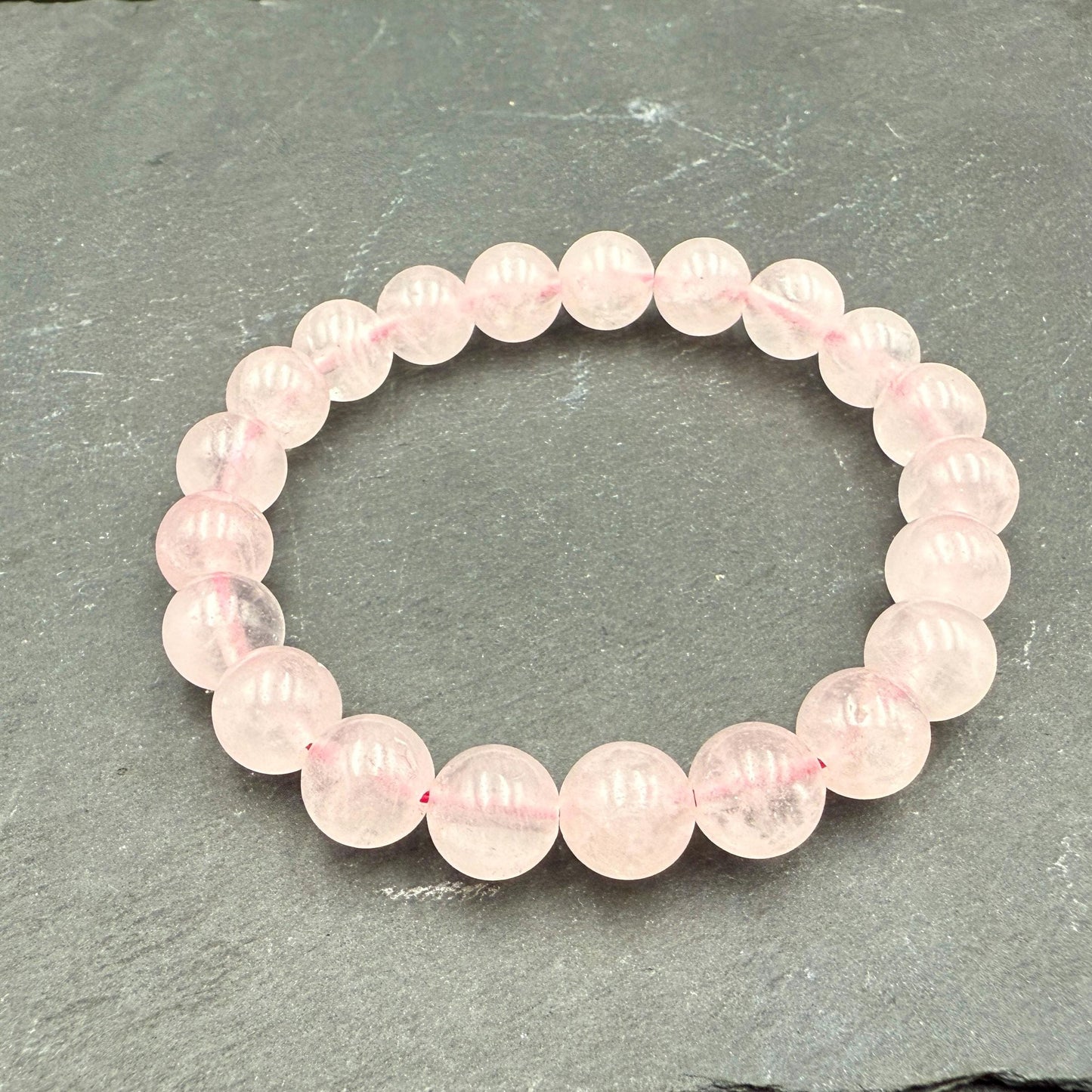 Handmade Rose Quartz Bracelet – Round Polished Beads, Madagascar Stone