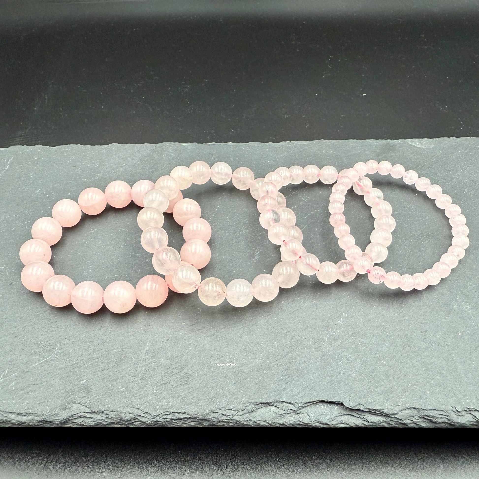 Handmade Rose Quartz Bracelet – Round Polished Beads, Madagascar Stone