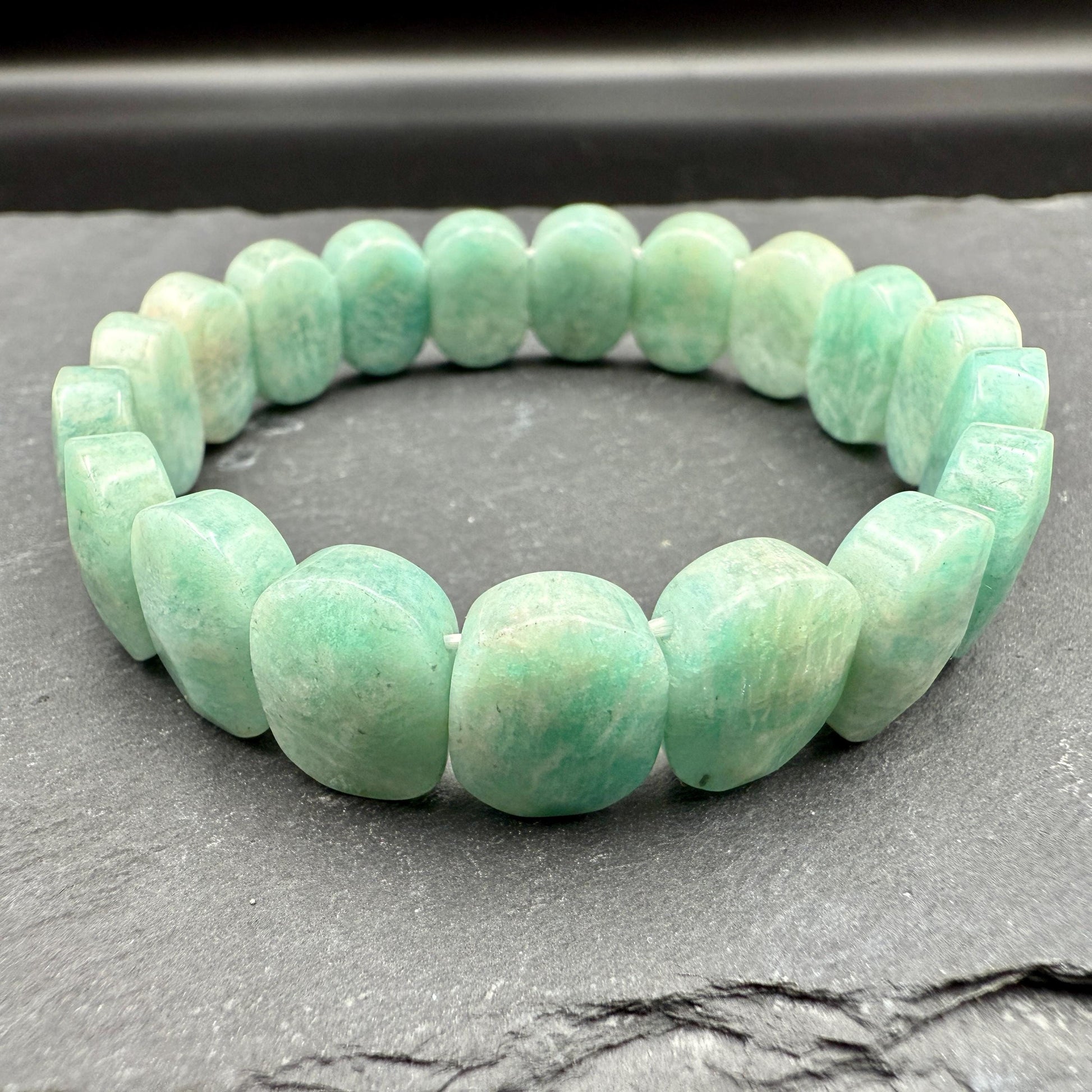 Amazonite Crystal Bracelet • Oval Faceted, Calming Stone
