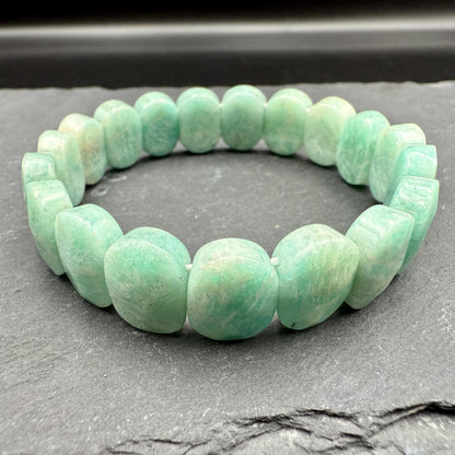 Amazonite Crystal Bracelet • Oval Faceted, Calming Stone